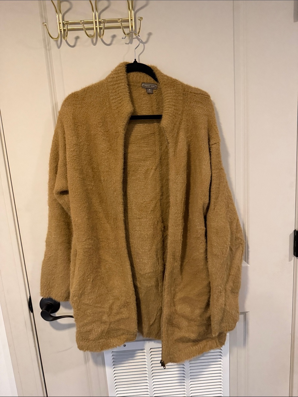 Open-Front Teddy Jacket in Camel by Forever 21